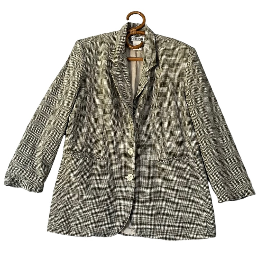 Vintage | Private Concepts‎ | Green Linen Blend Plaid Blazer Size 12